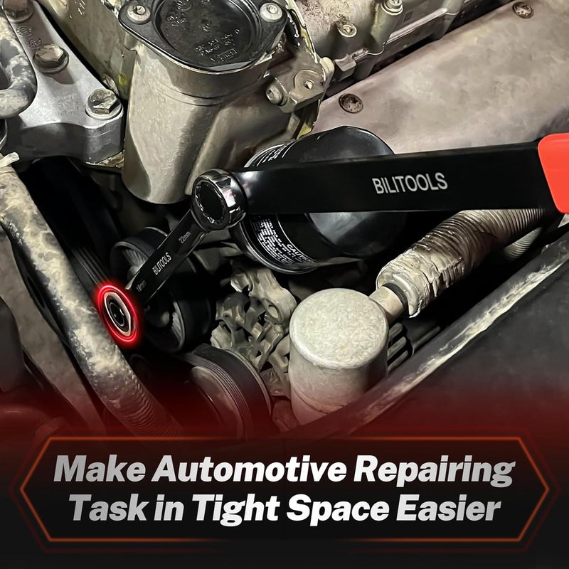 BILITOOLS 15-Piece Universal Serpentine Belt Tool Set, Ratcheting Serpentine Belt Tensioner Tool Kit - Image 2